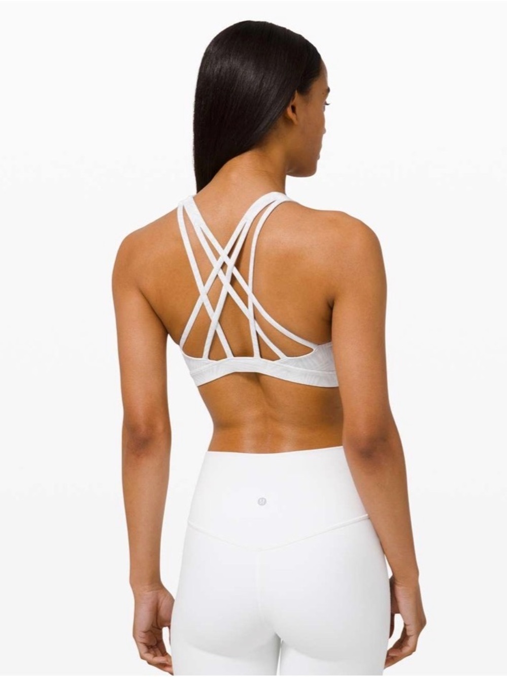 Lululemon Free To Be Serene Concertina Multi-White Light Support Strappy Bra C/D